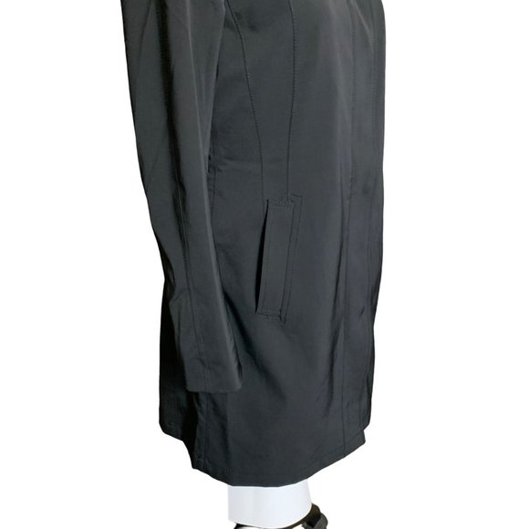 L8 Womens Raincoat Black Trench Size S Mid Length Slicker Spring Water Resistant - Picture 9 of 16